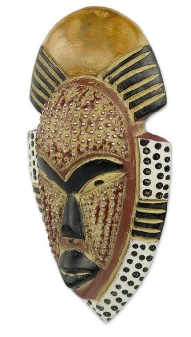 Happiness Hand Carved West African Sese Mask thumbnail 3