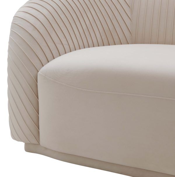Skye Pleated Beige Velvet Sofa thumbnail 6