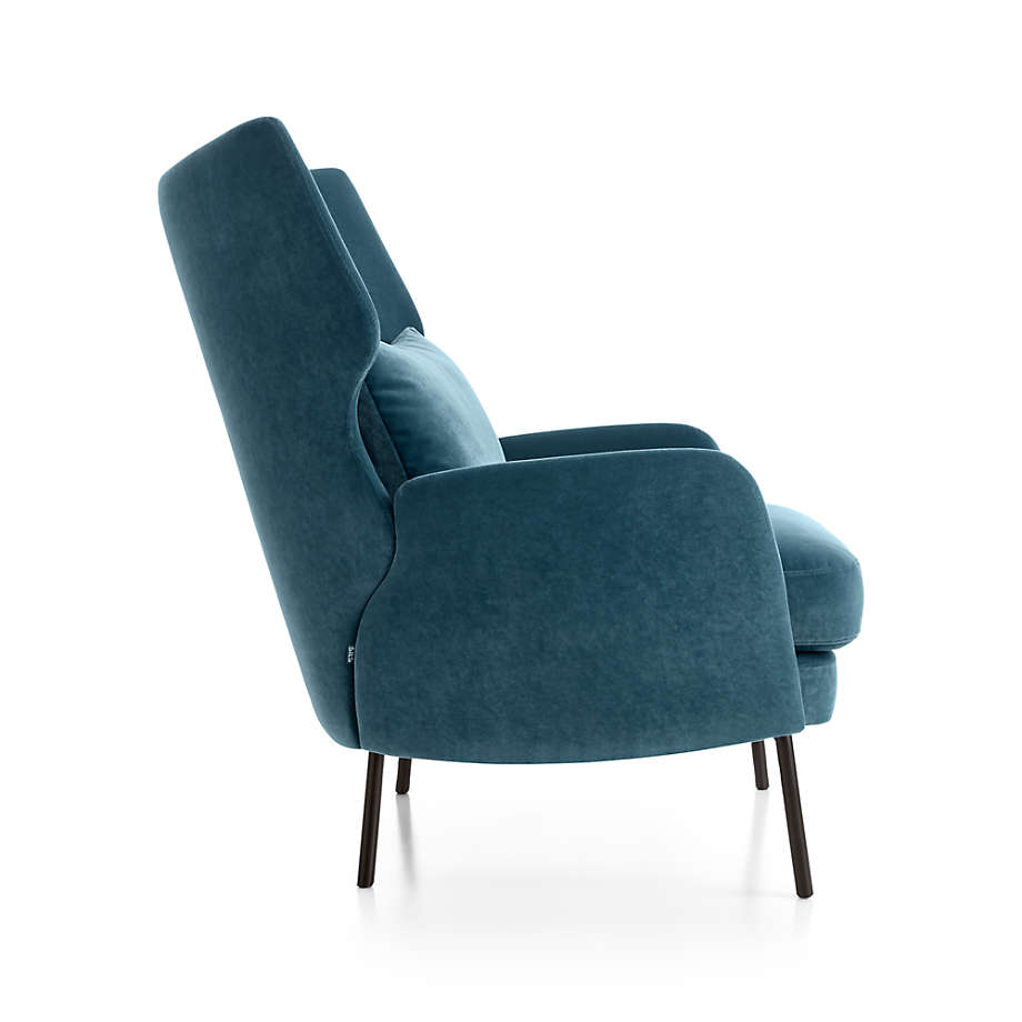 Alex Navy Blue Velvet Accent Chair thumbnail 3