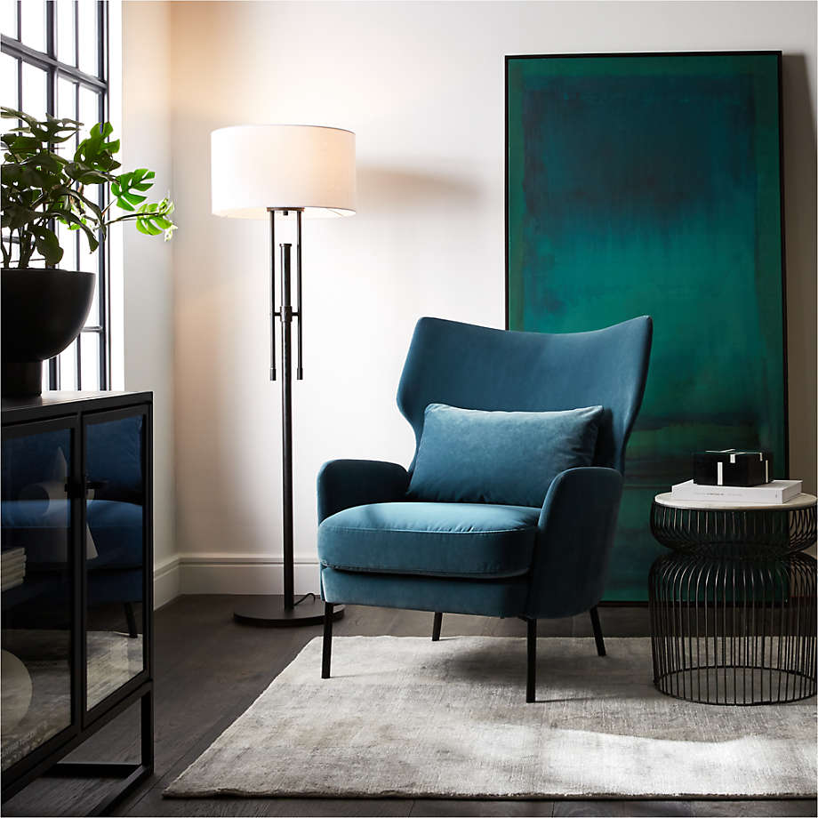 Alex Navy Blue Velvet Accent Chair thumbnail 4