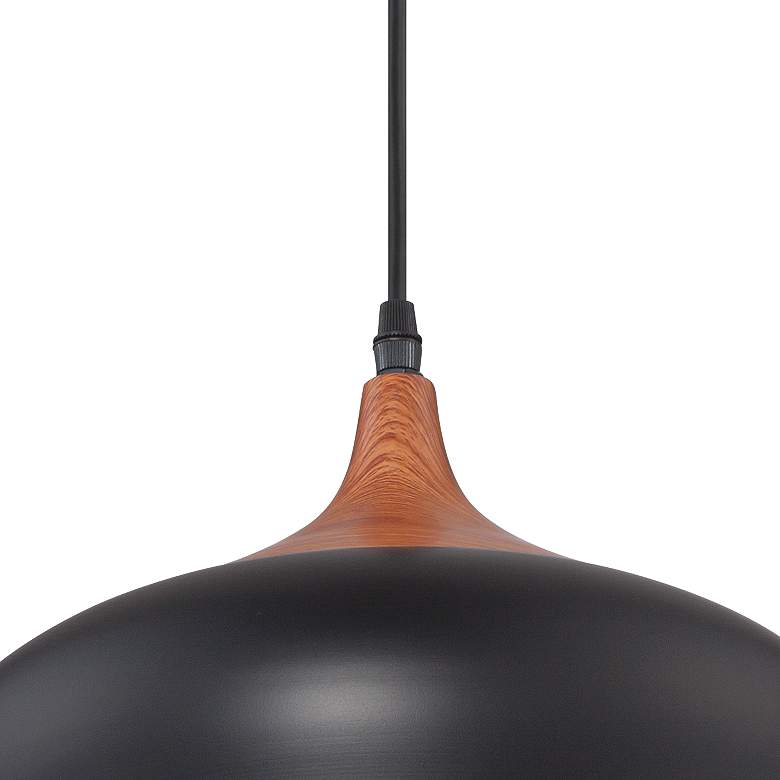 Felton Black Aluminum and Wood Wide Pendant thumbnail 2