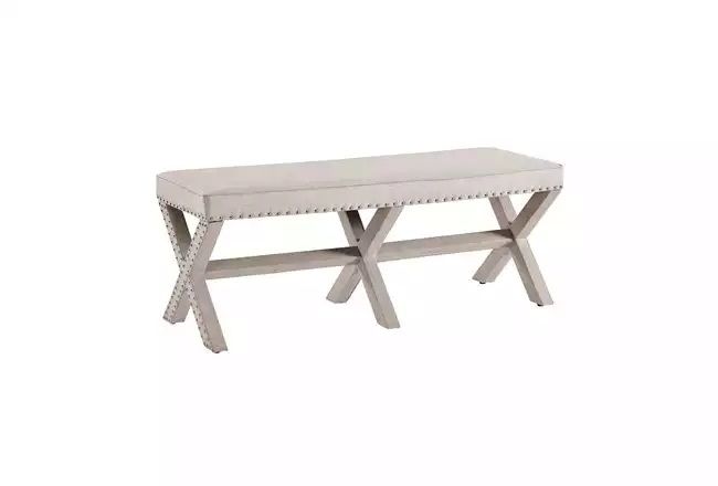 Beige X Upholstered Bench thumbnail 2