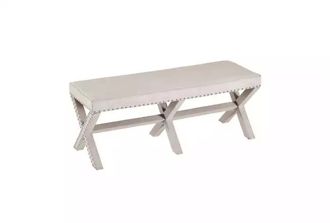 Beige X Upholstered Bench thumbnail 3