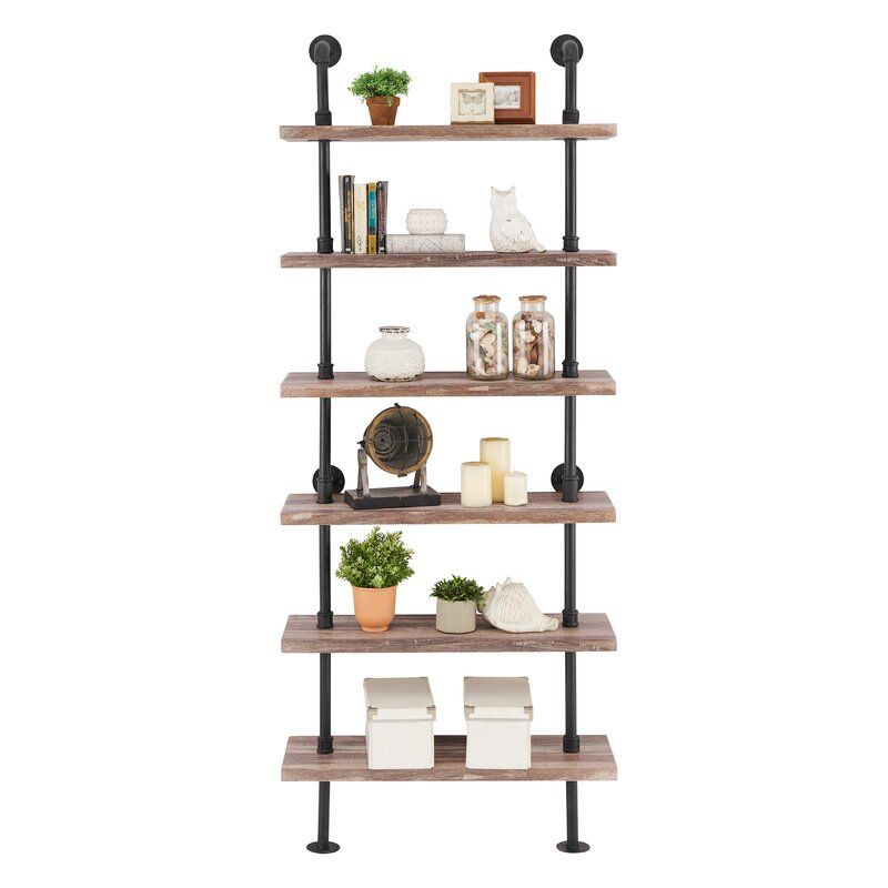 Carl Iron Pipe Wall Mount Ladder Bookcase thumbnail 2