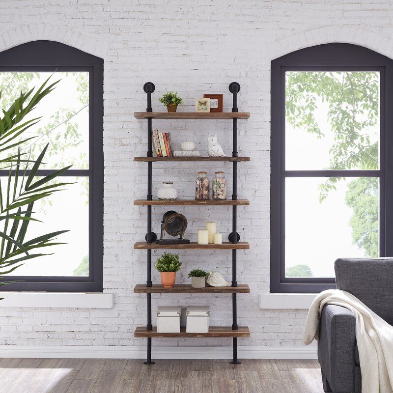 Carl Iron Pipe Wall Mount Ladder Bookcase thumbnail 3