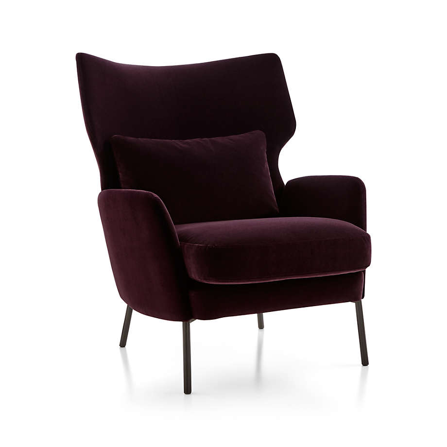 Alex Bordeaux Velvet Accent Chair thumbnail 3