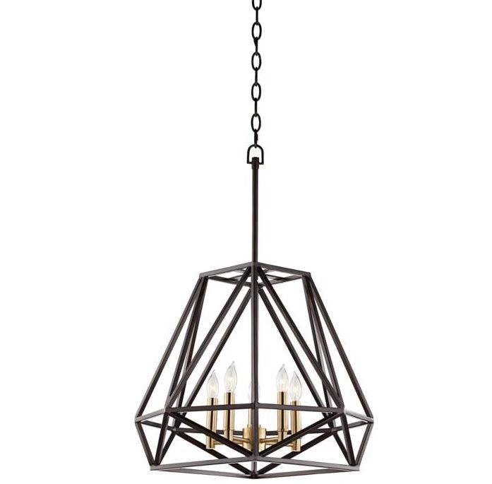 Hawking 5 Light  Wide Bronze Pendant Chandelier thumbnail 2