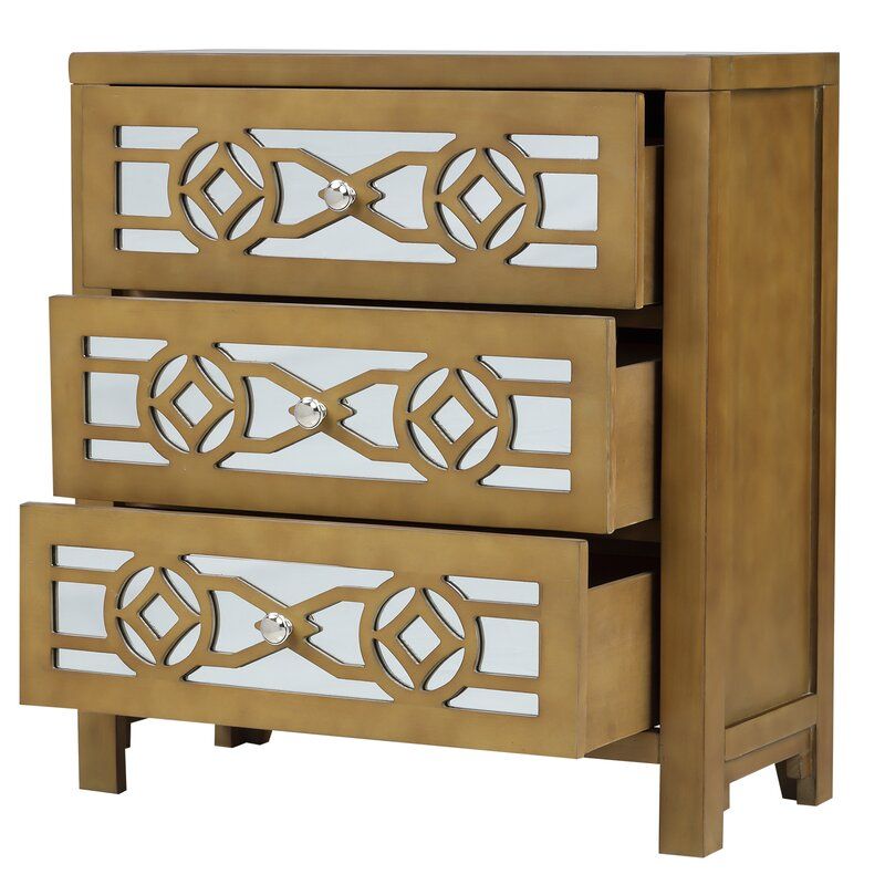 Sylvania 3 Drawer Mirrored Accent Chest thumbnail 2