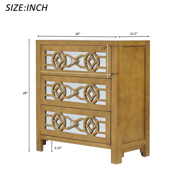 Sylvania 3 Drawer Mirrored Accent Chest thumbnail 5