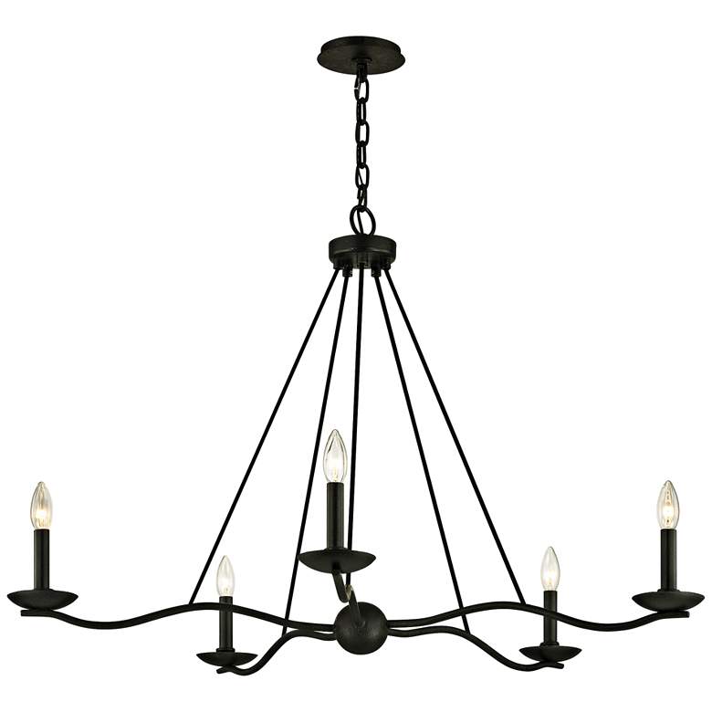 Sawyer 40 Wide Forged Iron 5 Light Chandelier thumbnail 2