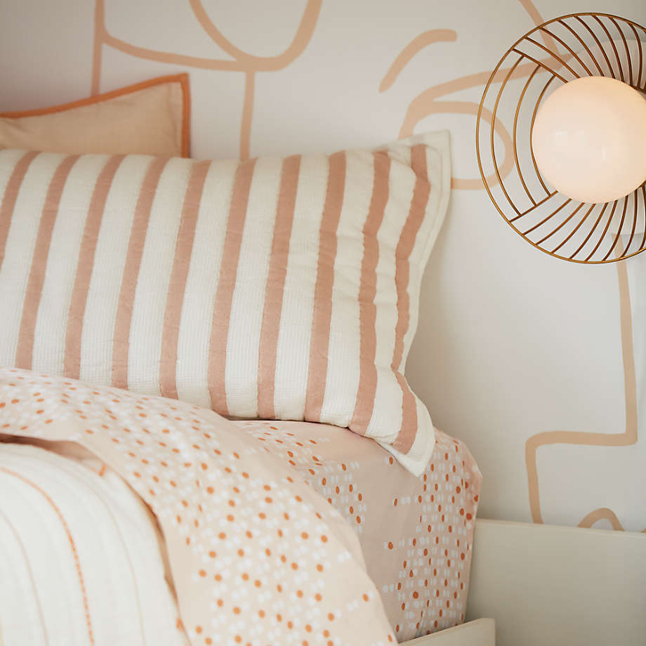 Organic Pink Stripe Waffle Weave Quilt Twin thumbnail 2