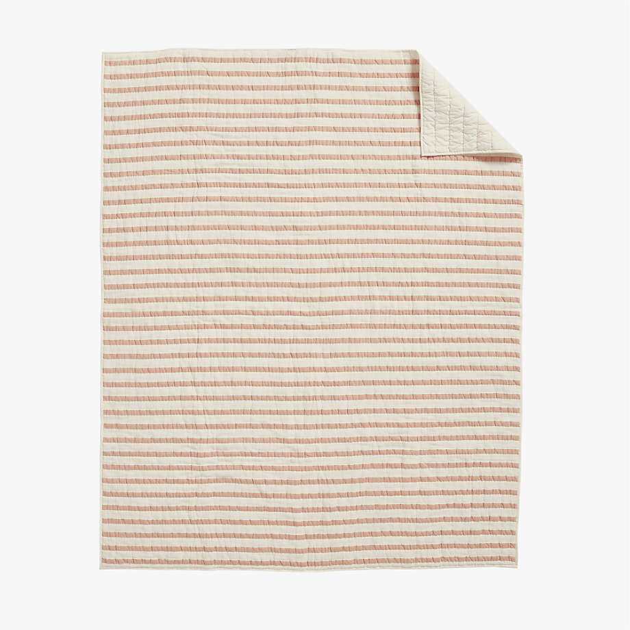 Organic Pink Stripe Waffle Weave Quilt Twin thumbnail 4