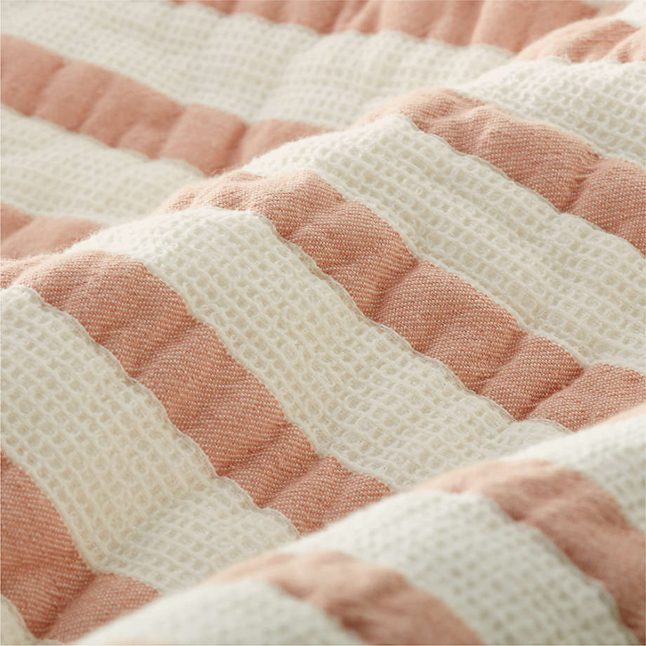 Organic Pink Stripe Waffle Weave Quilt Twin thumbnail 3