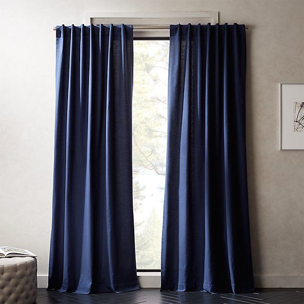 NAVY BLUE BASKETWEAVE CURTAIN PANEL thumbnail 4