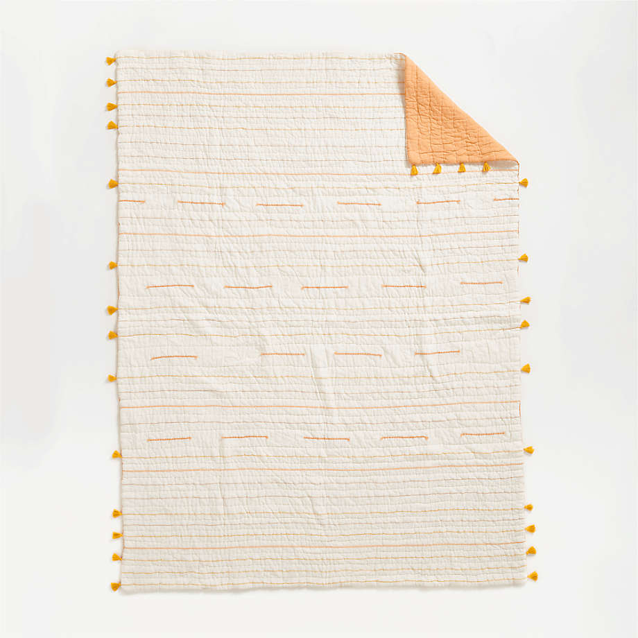 Peach Embroidered Texture Stripe Voile Quilt Queen thumbnail 3
