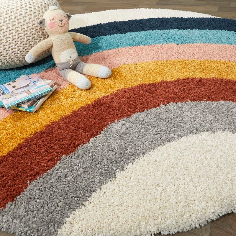 Sebuh Abstract Shag Rainbow Area Rug-5'3''x7' thumbnail 5
