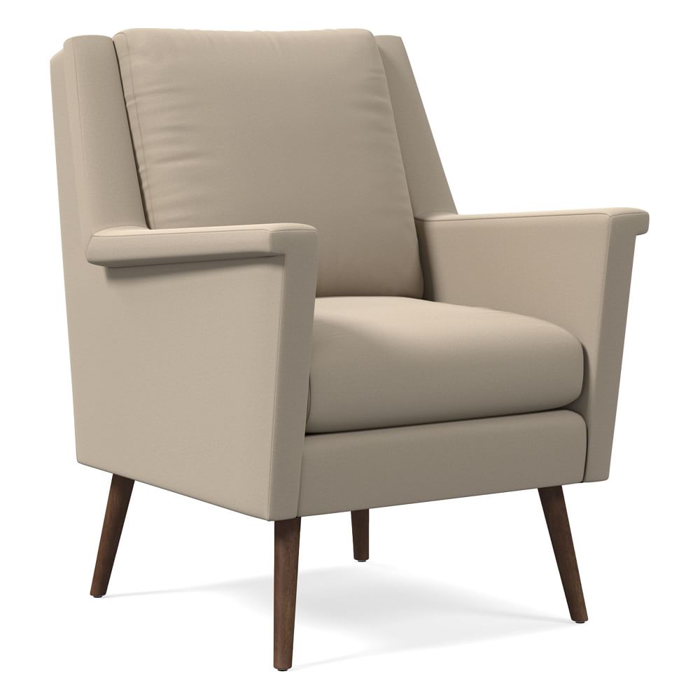 Carlo Midcentury Chair - Poly - Basket Slub - Dove - Pecan thumbnail 2