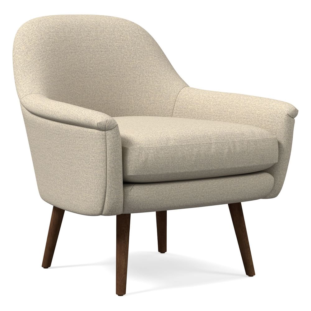 Phoebe Midcentury Chair - Poly - Chenille Tweed - Dove - Pecan thumbnail 2