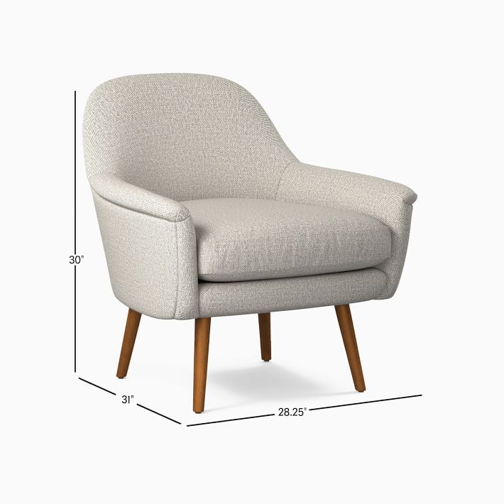 Phoebe Midcentury Chair - Poly - Chenille Tweed - Dove - Pecan thumbnail 3