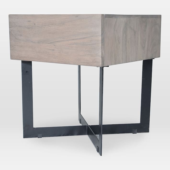 Modern Solid Wood And Iron Side Table thumbnail 3