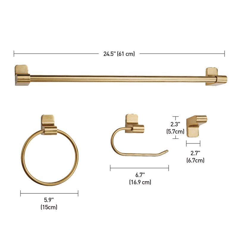 Bathroom Hardware Set of 4 Towel bar thumbnail 3