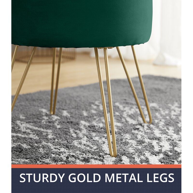 Elrosa Velvet Round Storage Ottoman thumbnail 3