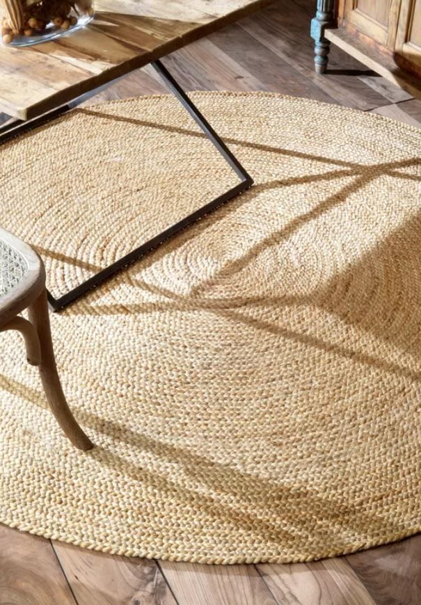 Hand Braided Jute Sisal Tan Area Rug-8'x8' thumbnail 2