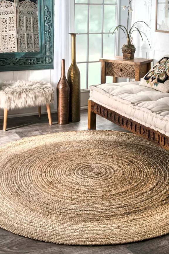 Hand Braided Jute Sisal Tan Area Rug-8'x8' thumbnail 3