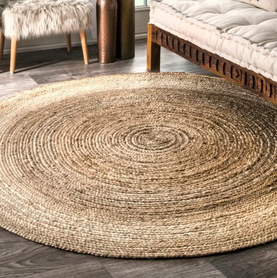 Hand Braided Jute Sisal Tan Area Rug-8'x8' thumbnail 4