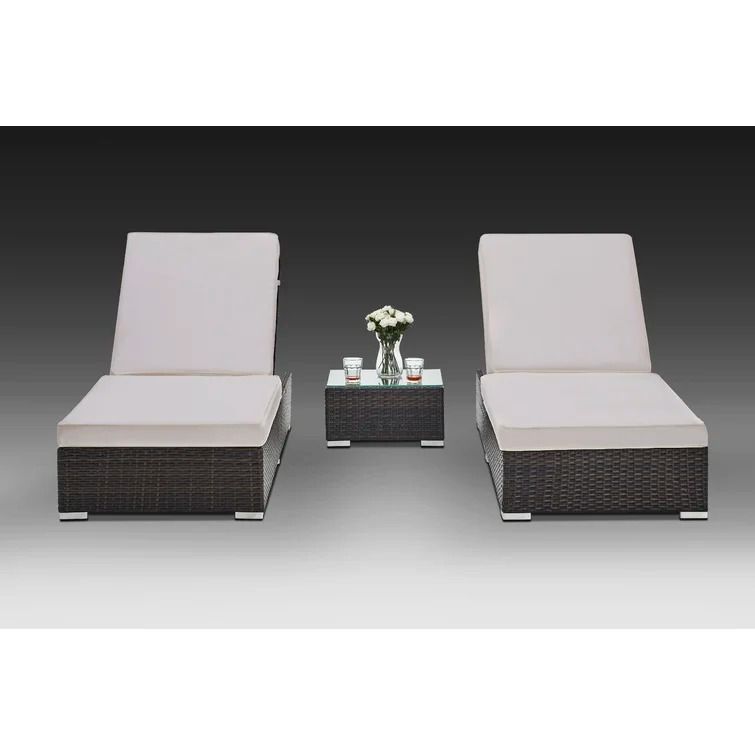 Putney Sun Lounger Set with Cushions and Table thumbnail 2