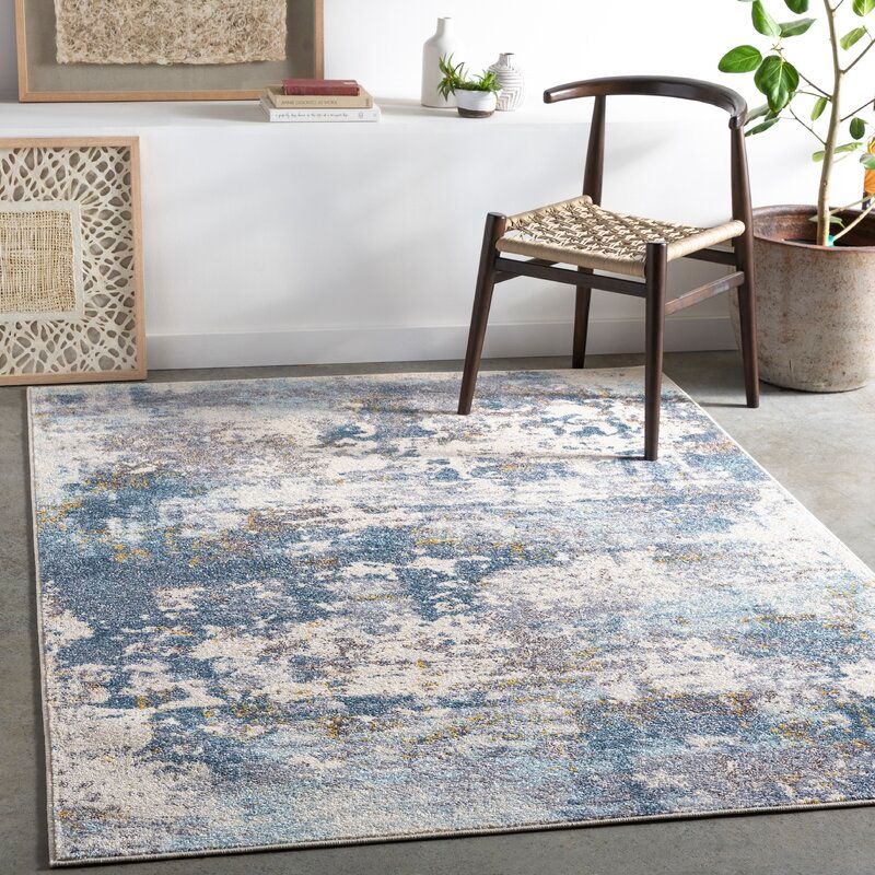 Avelar Abstract Navy Gray Area Rug thumbnail 5