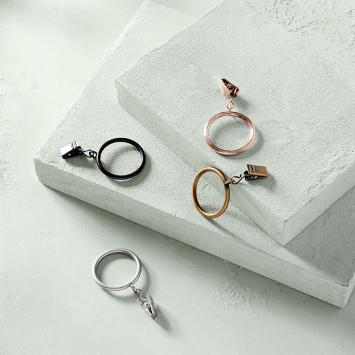 Round Metal Curtain Rings Set Of 7 Antique Brass thumbnail 3