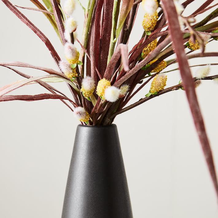 Pure Black Ceramic Vase & Faux Botanicals Arrangement Bundle thumbnail 3