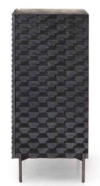 Raffael Bar Cabinet in Carved Black Wash thumbnail 2