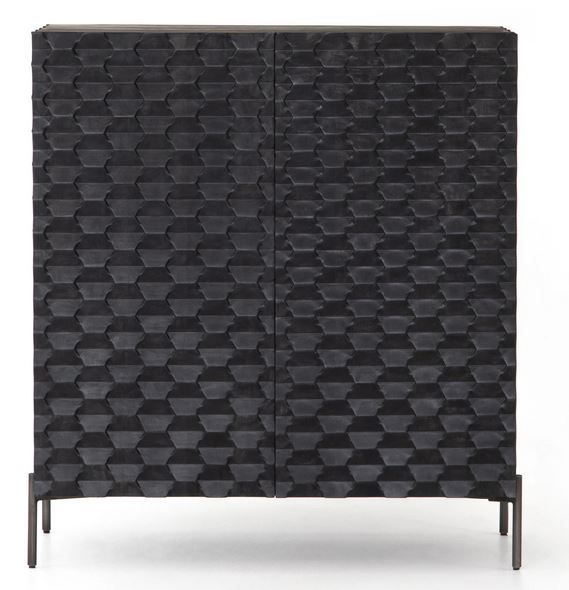 Raffael Bar Cabinet in Carved Black Wash thumbnail 3