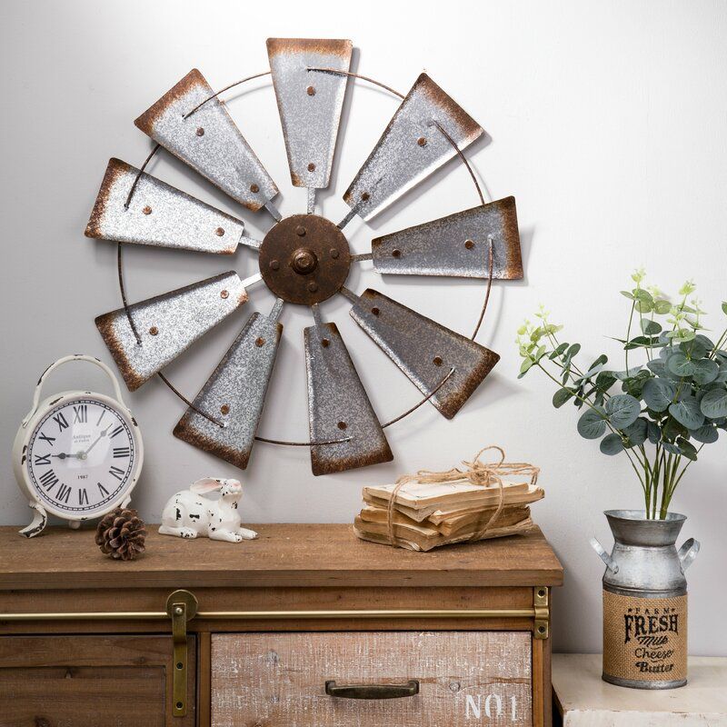 Galvanized Wind Spinner Wall Decor thumbnail 2