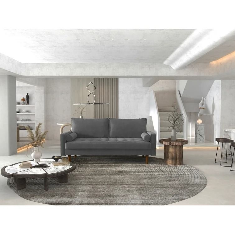 Sellner Wide Velvet Square Arm Sofa thumbnail 2