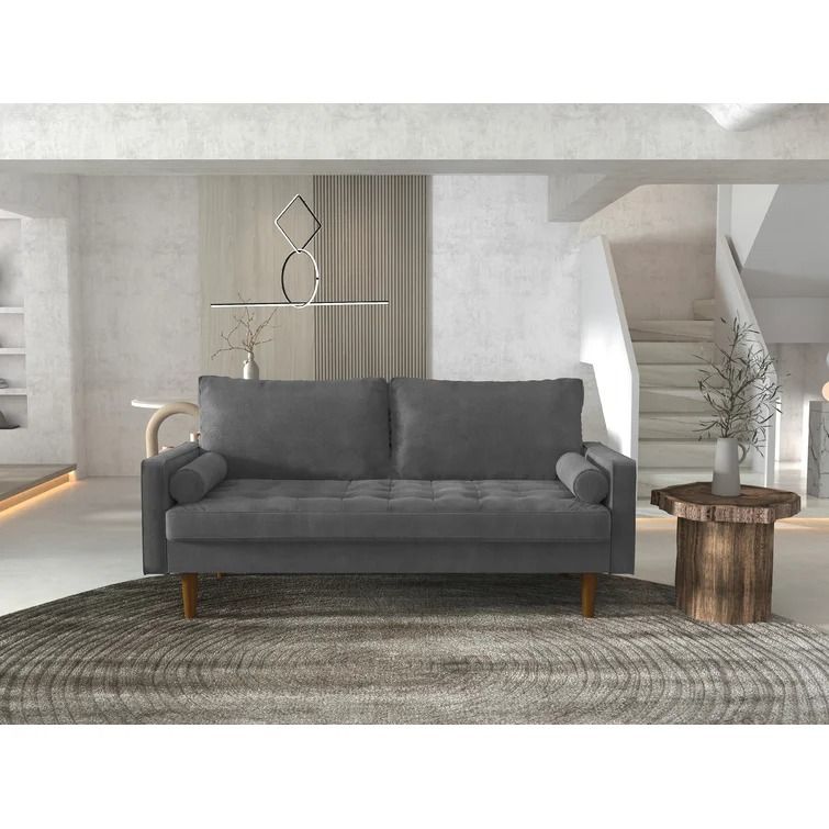 Sellner Wide Velvet Square Arm Sofa thumbnail 3