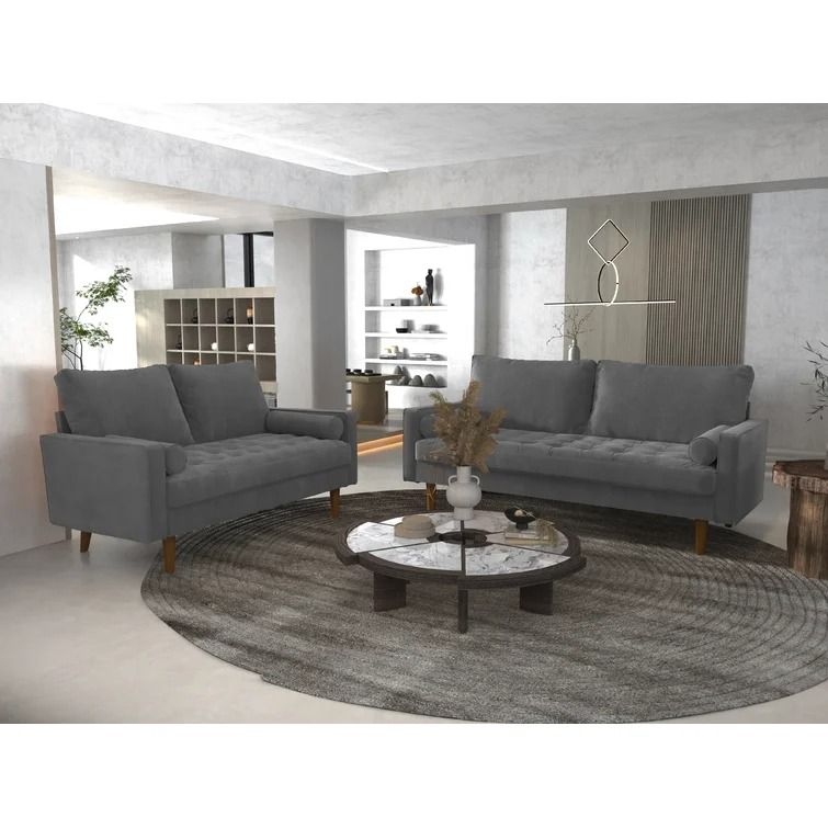 Sellner Wide Velvet Square Arm Sofa thumbnail 4