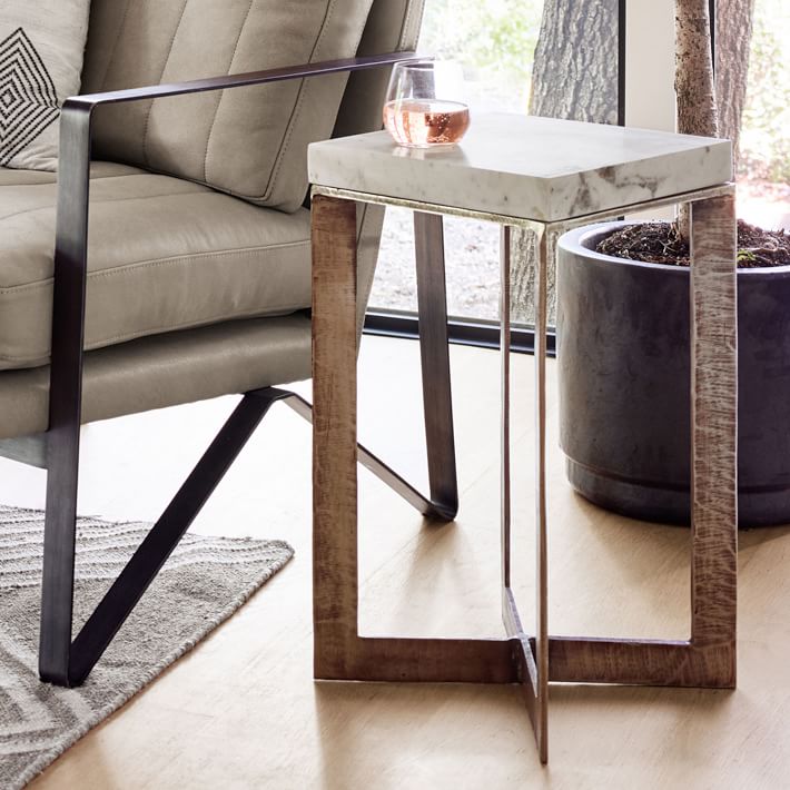 Marble Topped Crossbase Side Table thumbnail 2