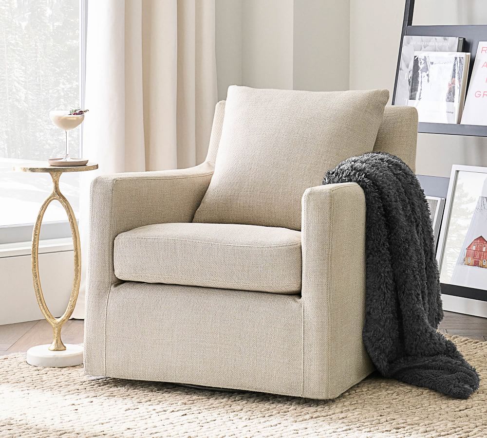 Ayden Square Arm Slipcovered Swivel Glider thumbnail 3