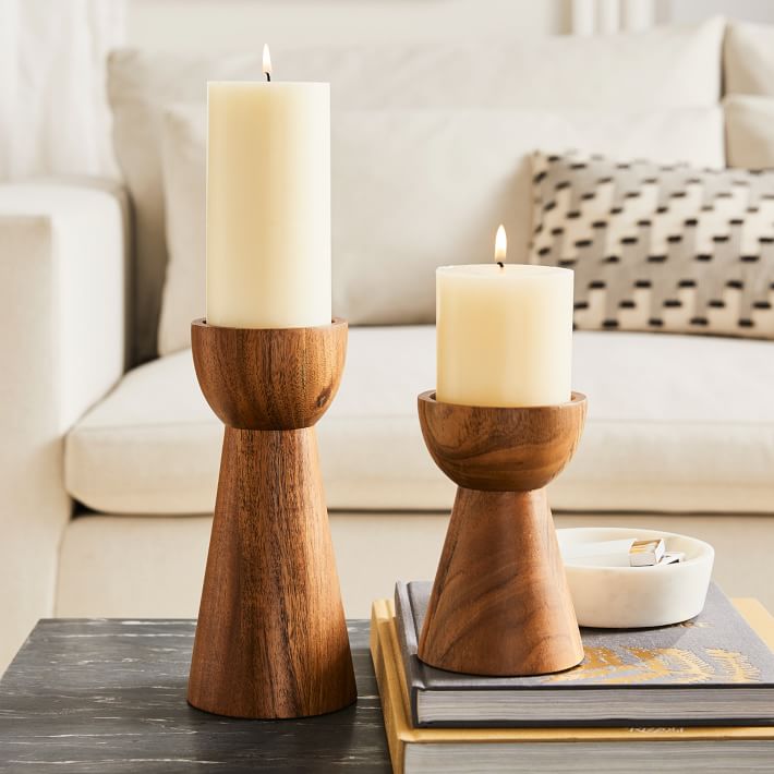 Pure Wood Pillar Candle Holders Small thumbnail 5