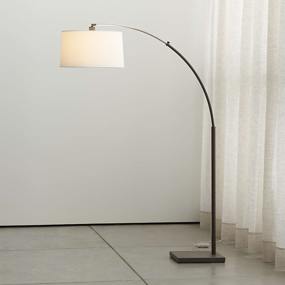 Dexter Arc Floor Lamp with White Shade thumbnail 2