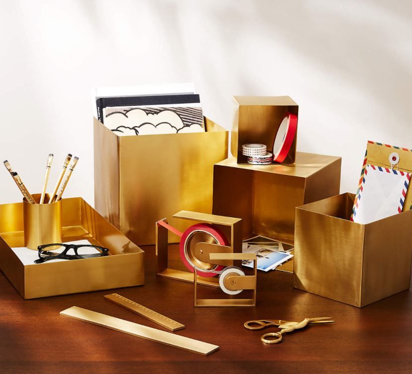 2 PIECE LARGE SOLID BRASS STUDIO STORAGE BOX SET thumbnail 2
