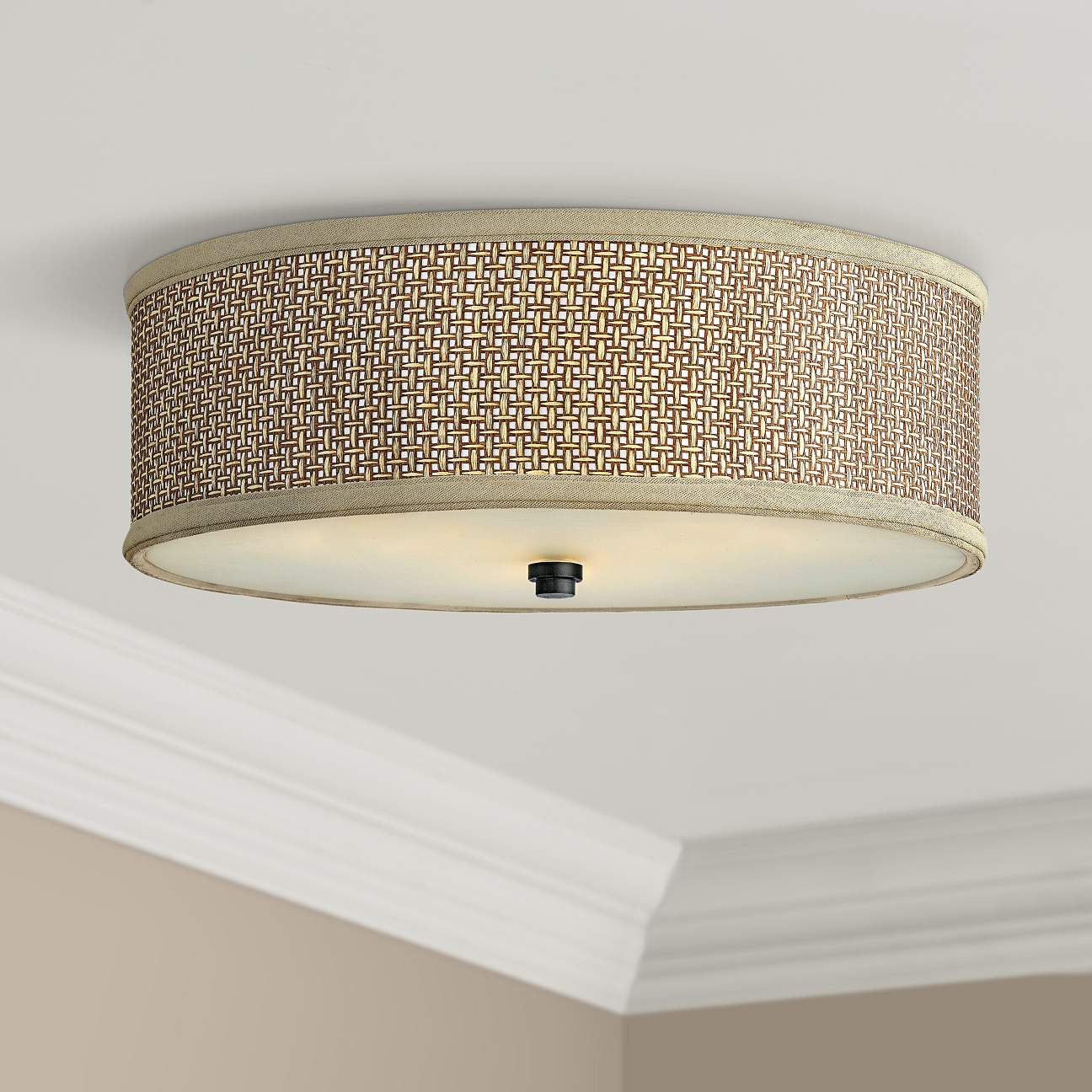 Quoizel Zen Woven Rattan Drum Ceiling Light thumbnail 2