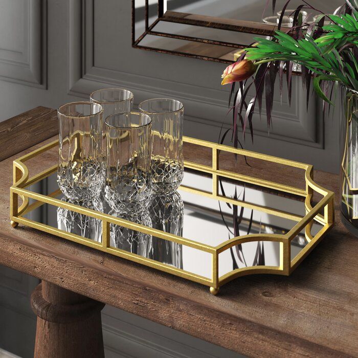 Aayush Metal Mirrored Ornate Scalloped Decorative Vanity Tray thumbnail 5
