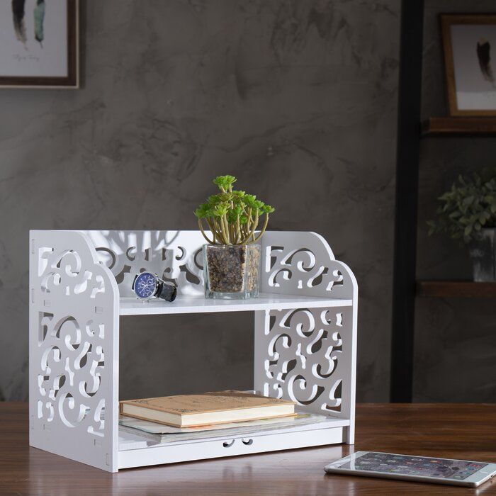 White Dionizas Cutout Scrollwork Design Desktop Organizer thumbnail 2