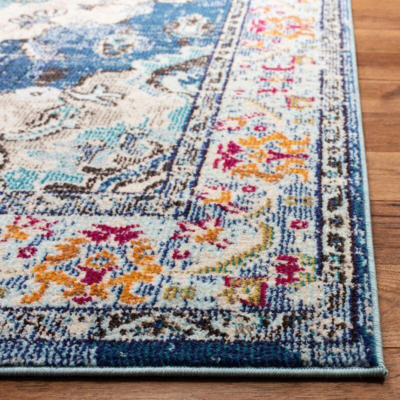 Ponca Oriental Navy Light Blue Area Rug-12'x12' thumbnail 2