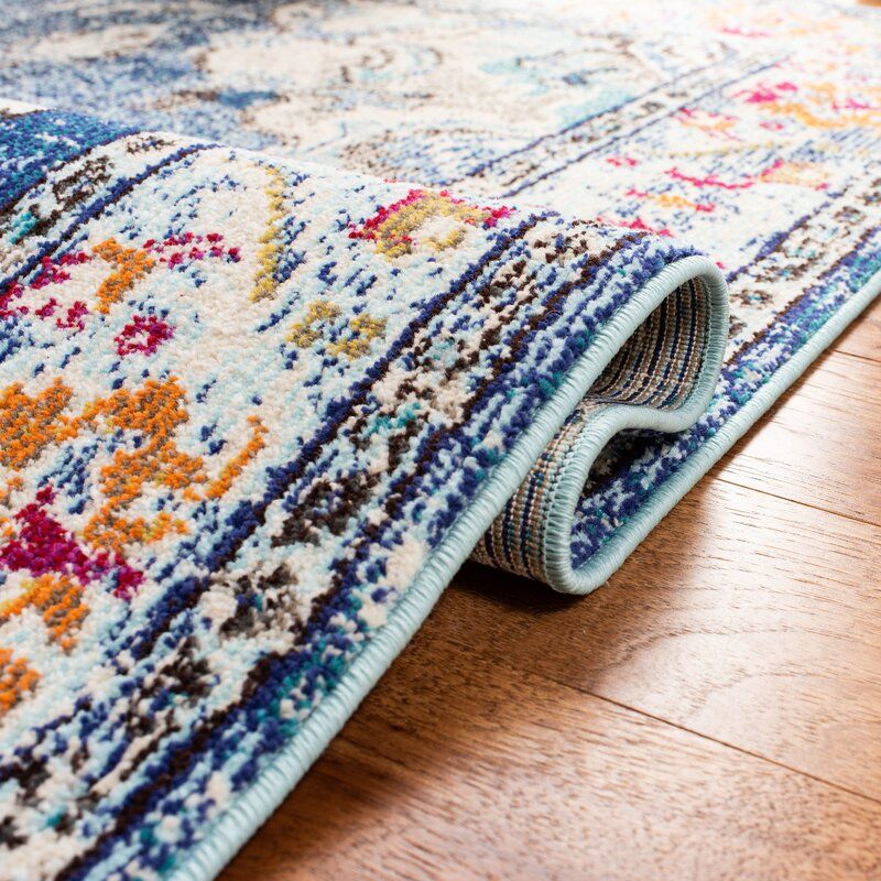Ponca Oriental Navy Light Blue Area Rug-12'x12' thumbnail 3
