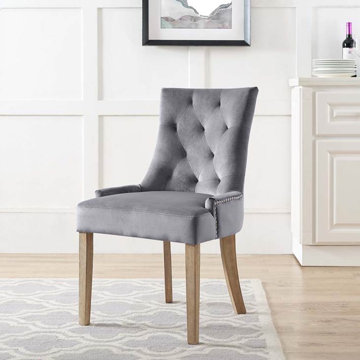 Aesop Velvet Dining Chair - Gray thumbnail 2